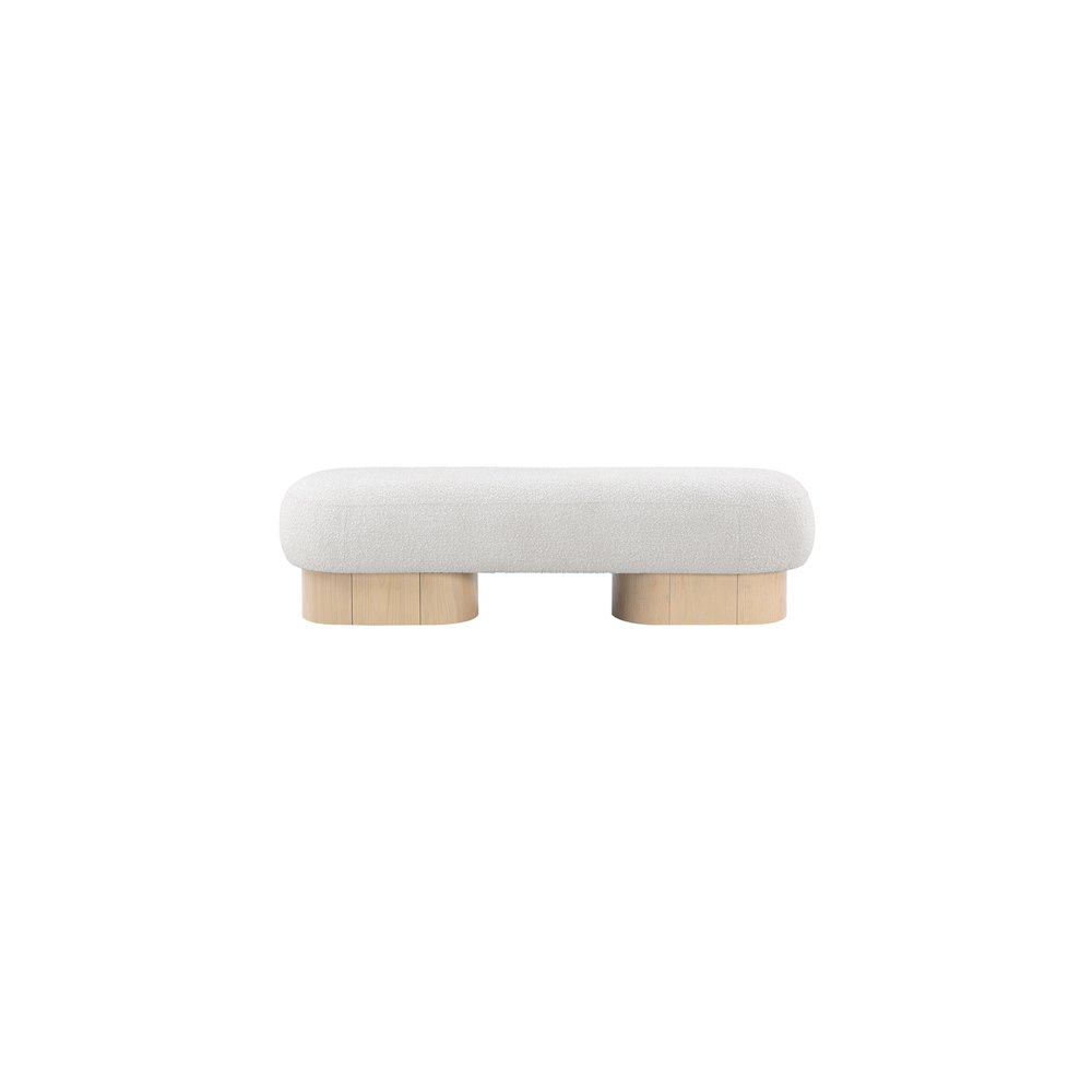 Robertson Cream Boucle Fabric Bench. Picture 4