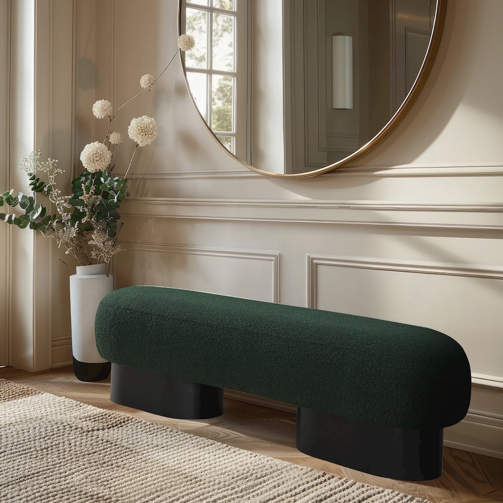 Robertson Green Boucle Fabric Bench. Picture 2