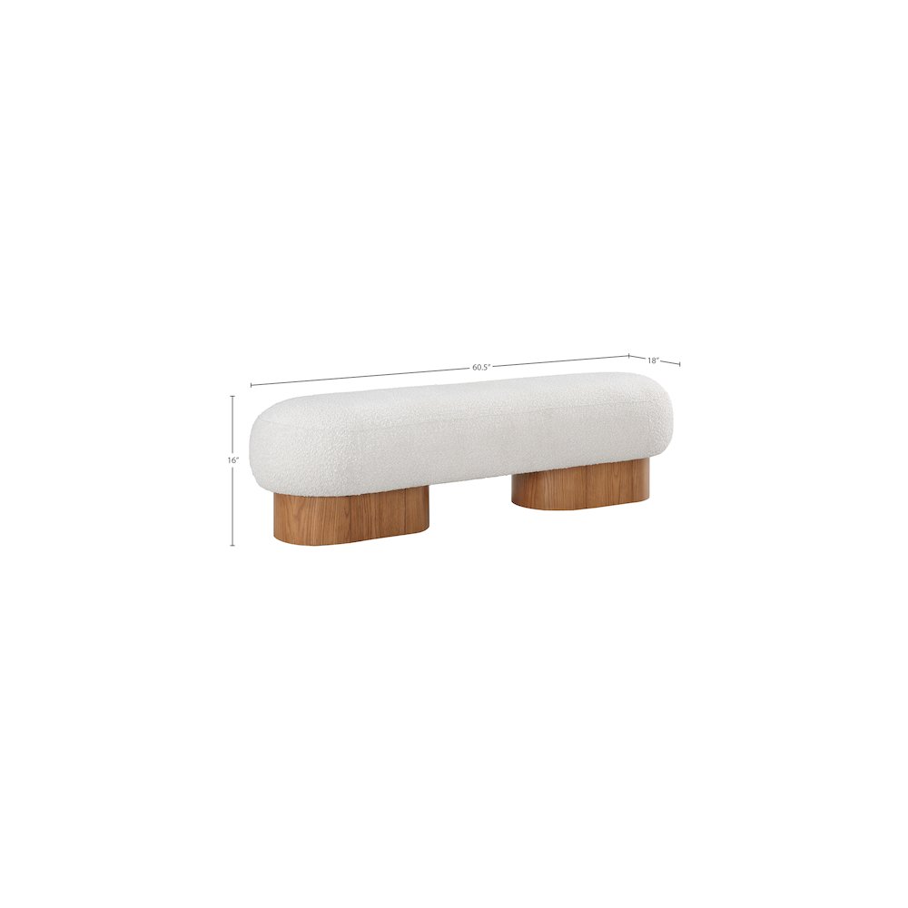 Robertson Cream Boucle Fabric Bench. Picture 8
