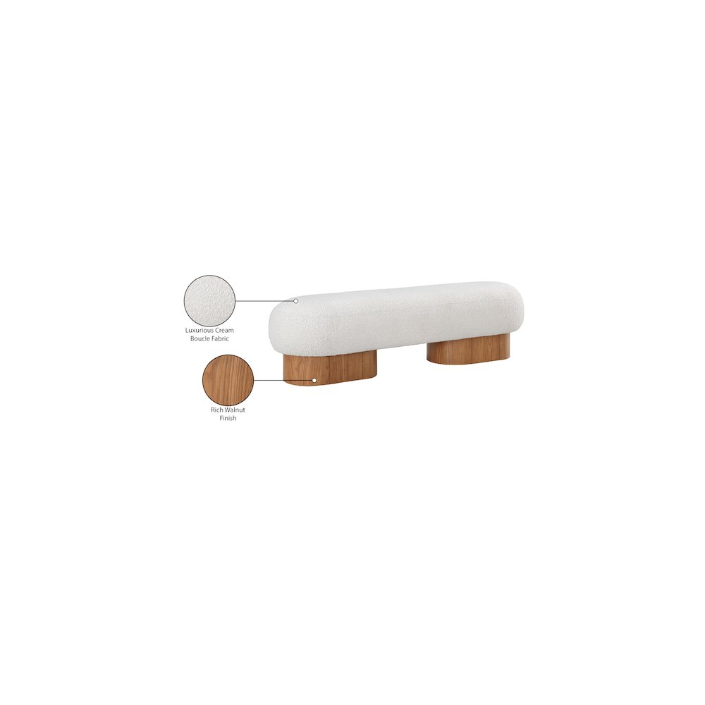 Robertson Cream Boucle Fabric Bench. Picture 9