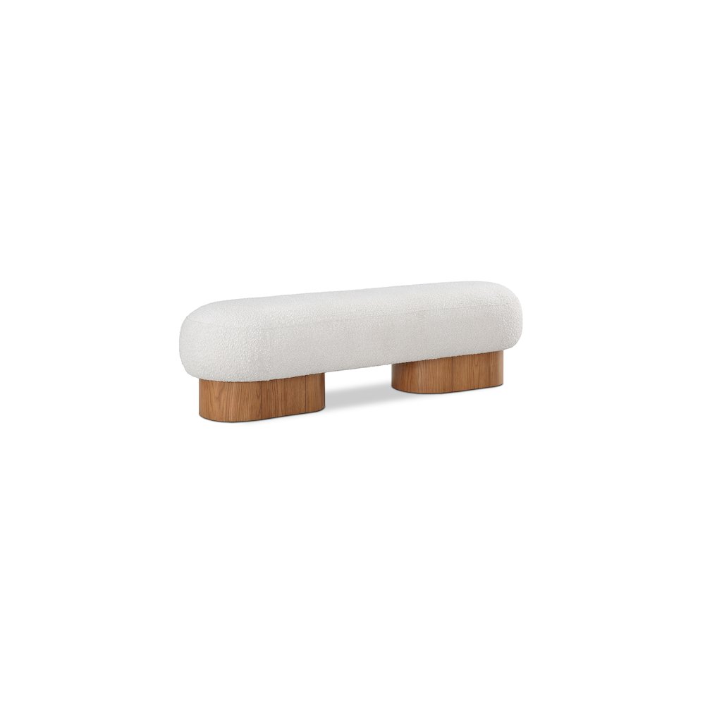 Robertson Cream Boucle Fabric Bench. Picture 1