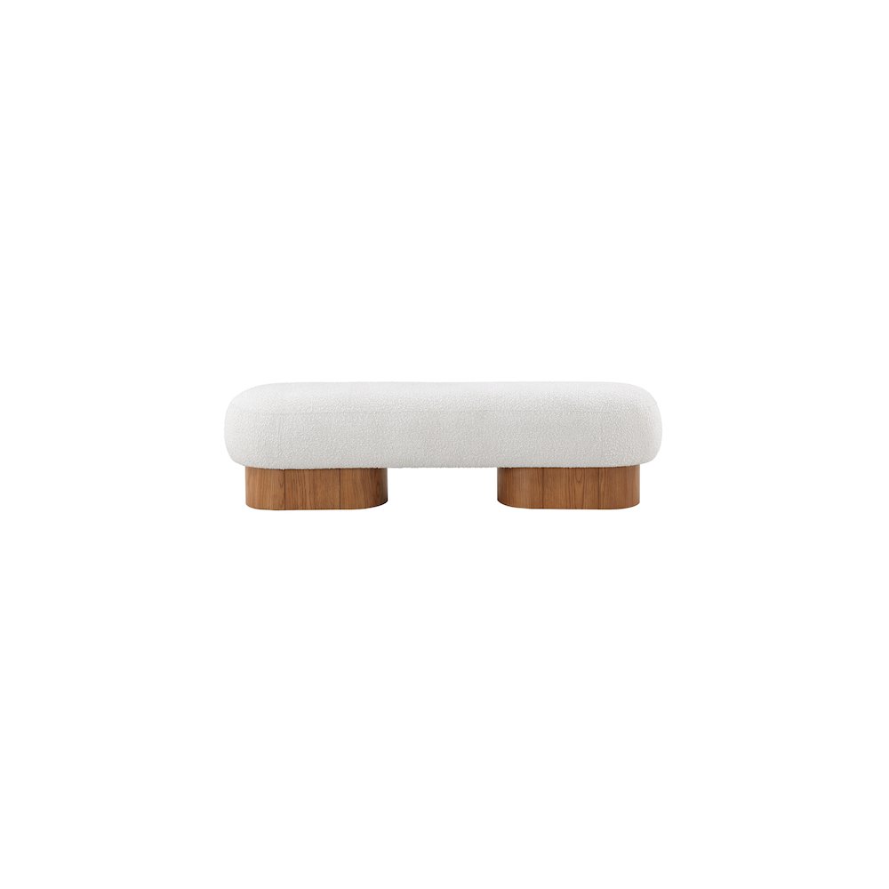 Robertson Cream Boucle Fabric Bench. Picture 4