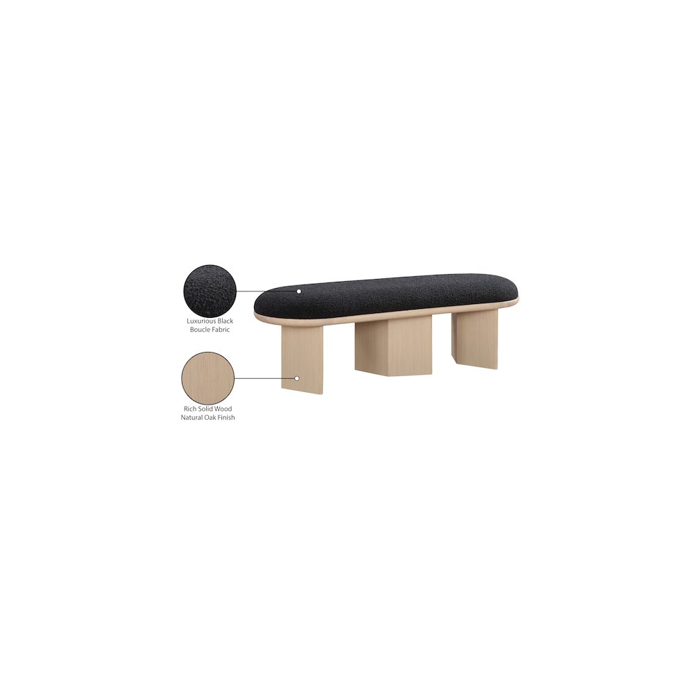 Wilshire Black Boucle Fabric Bench. Picture 9