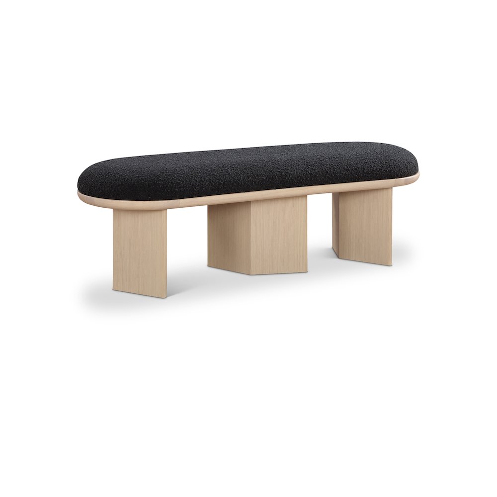 Wilshire Black Boucle Fabric Bench. Picture 1