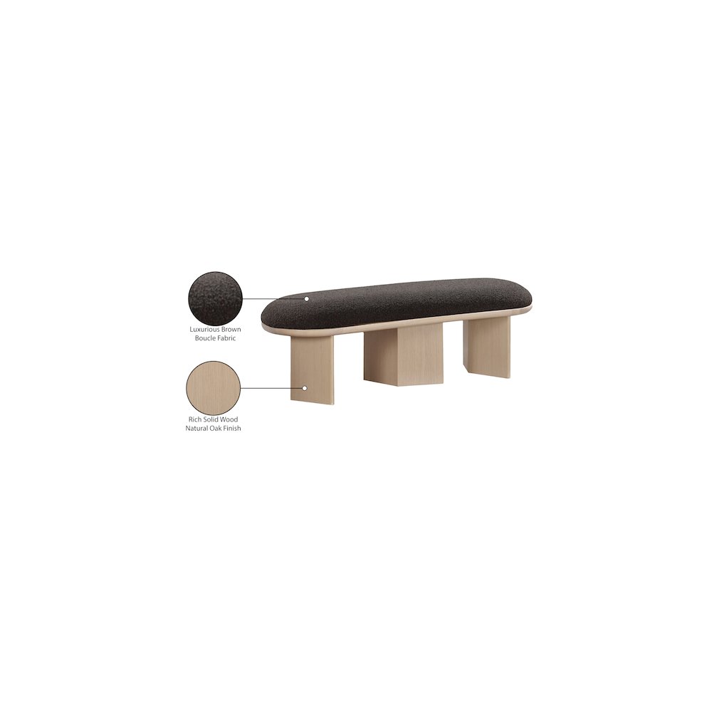 Wilshire Brown Boucle Fabric Bench. Picture 9