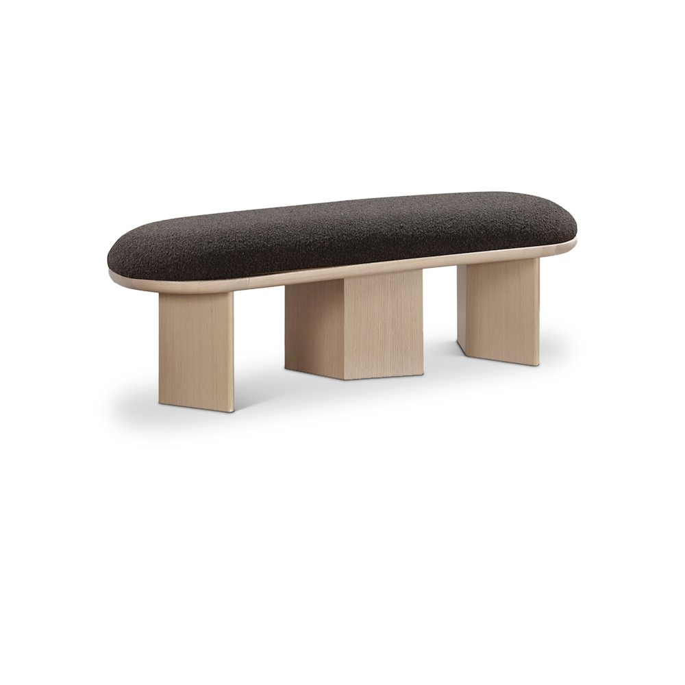 Wilshire Brown Boucle Fabric Bench. Picture 1