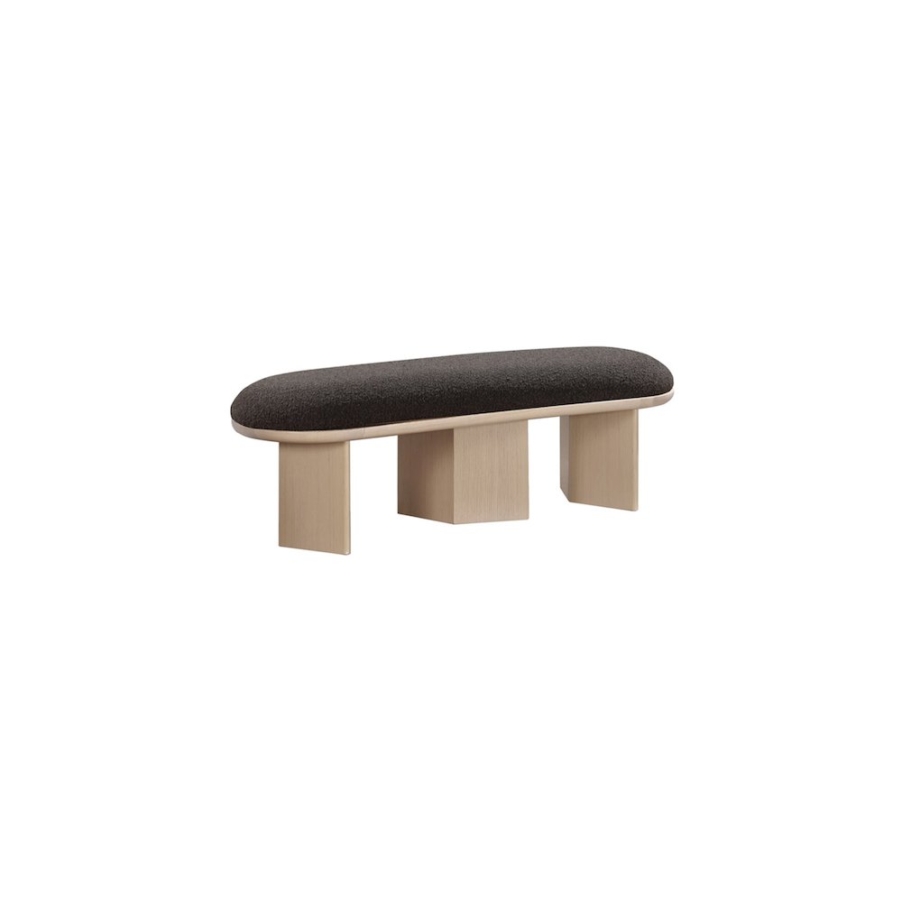 Wilshire Brown Boucle Fabric Bench. Picture 3