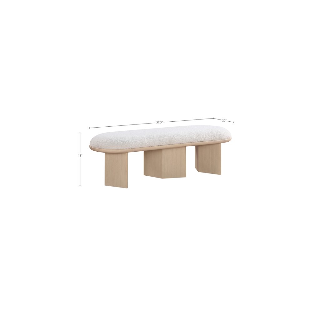 Wilshire Cream Boucle Fabric Bench. Picture 8