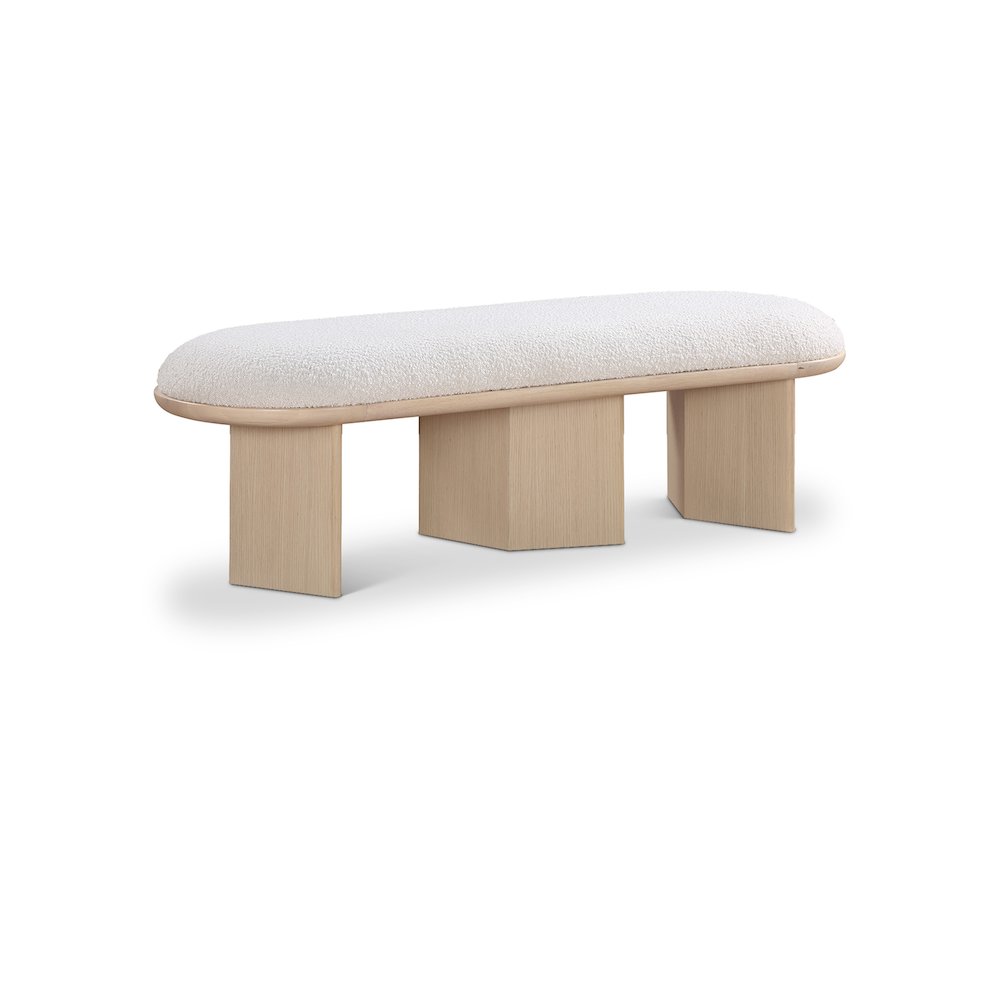 Wilshire Cream Boucle Fabric Bench. Picture 1