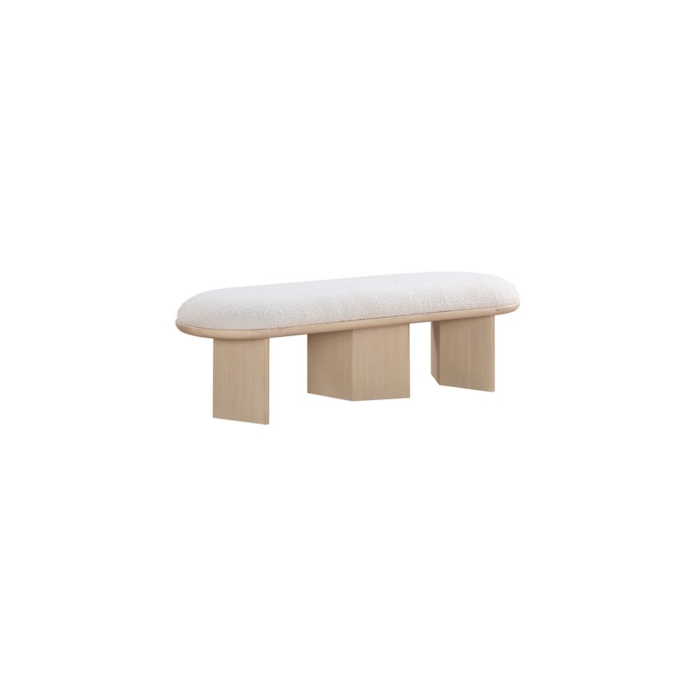 Wilshire Cream Boucle Fabric Bench. Picture 3