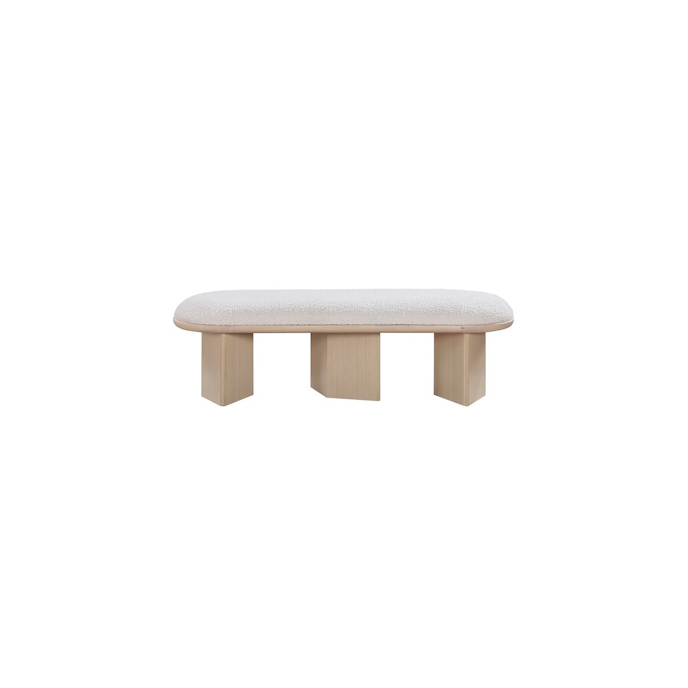 Wilshire Cream Boucle Fabric Bench. Picture 4