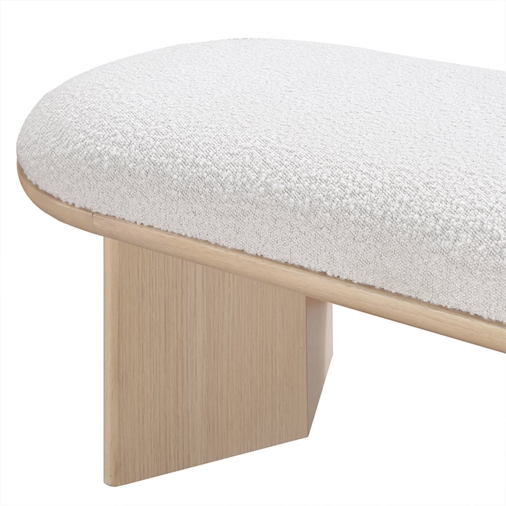 Wilshire Cream Boucle Fabric Bench. Picture 6