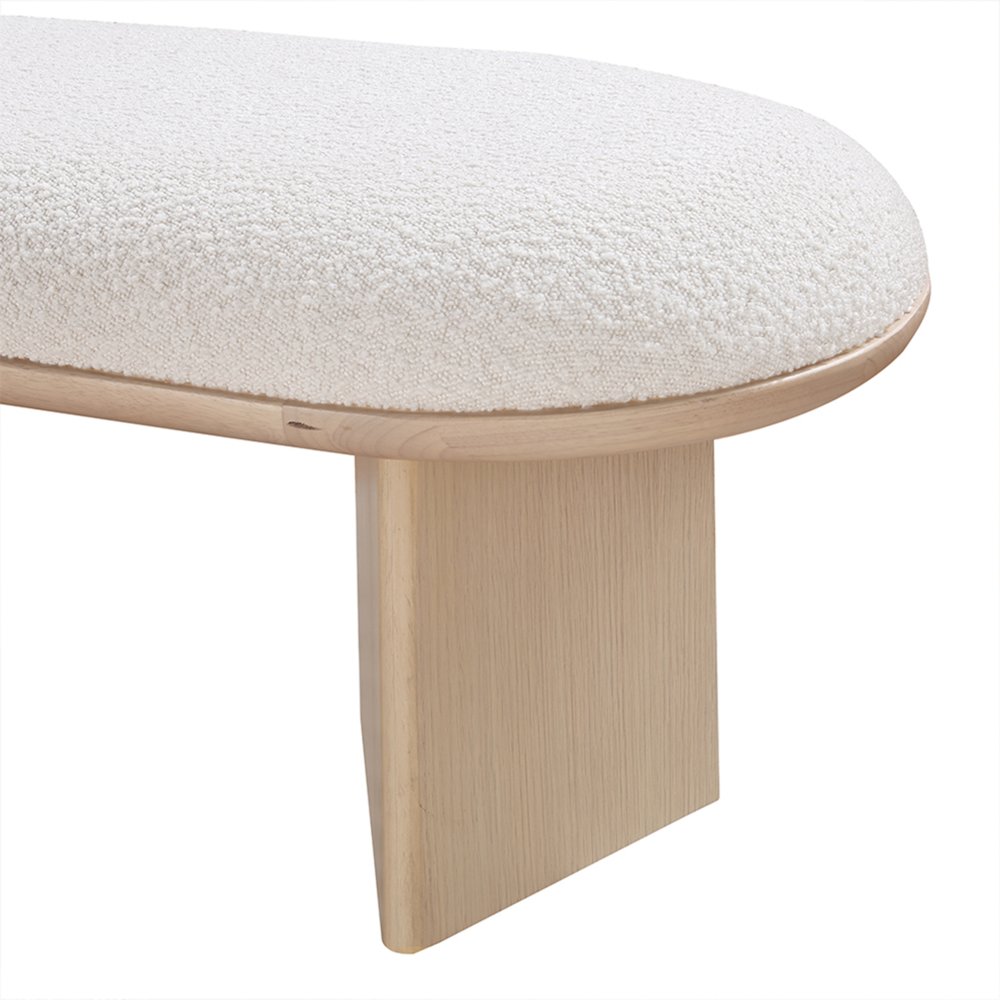 Wilshire Cream Boucle Fabric Bench. Picture 7