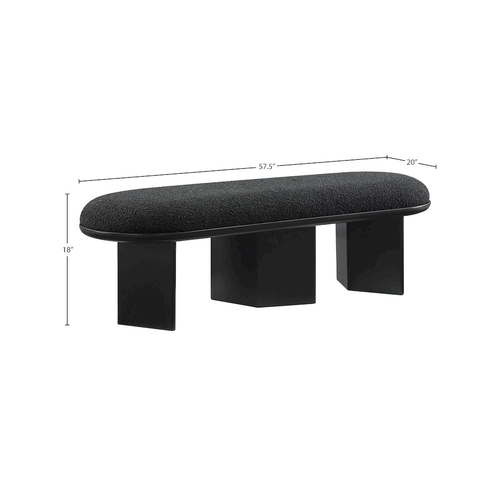 Wilshire Black Boucle Fabric Bench. Picture 7