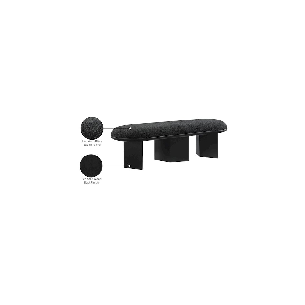 Wilshire Black Boucle Fabric Bench. Picture 8