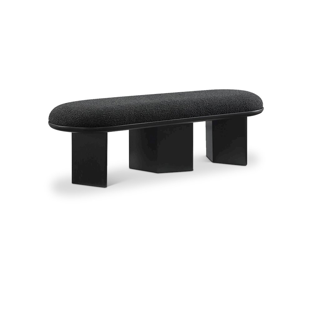 Wilshire Black Boucle Fabric Bench. Picture 1