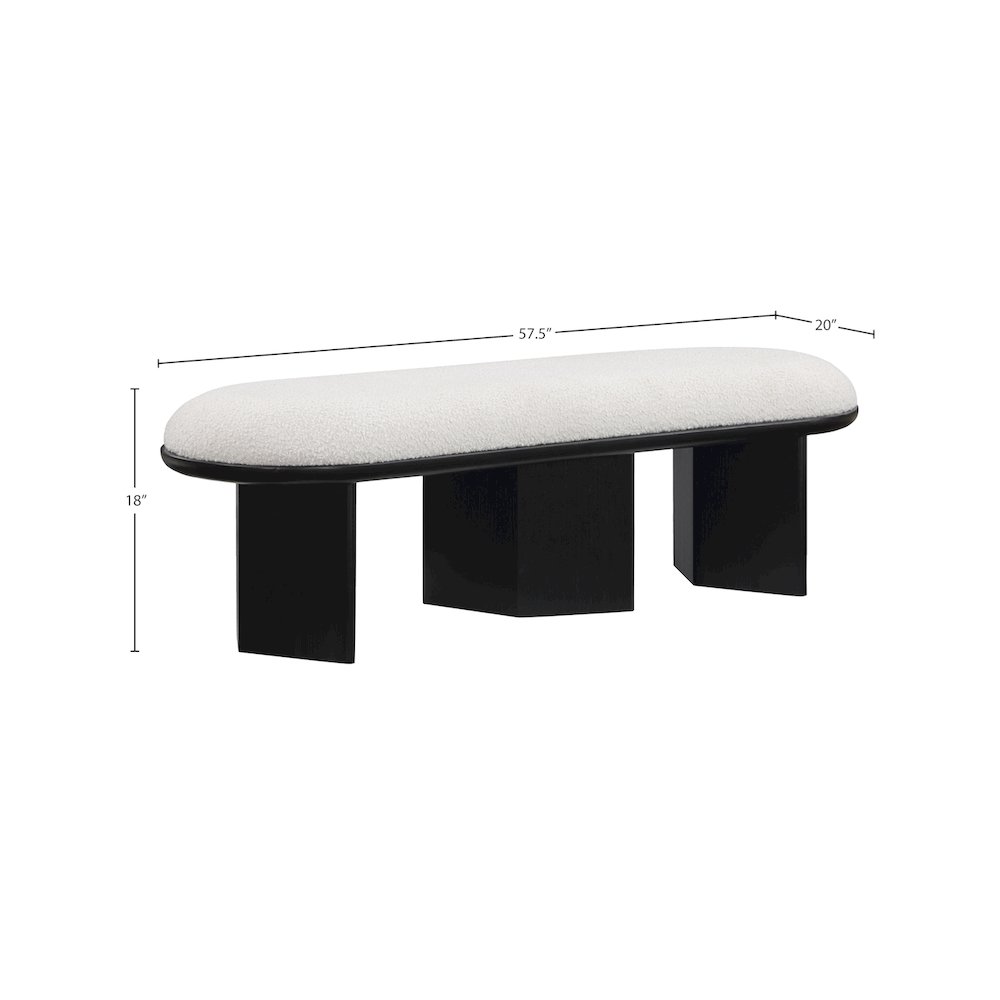 Wilshire Cream Boucle Fabric Bench. Picture 7