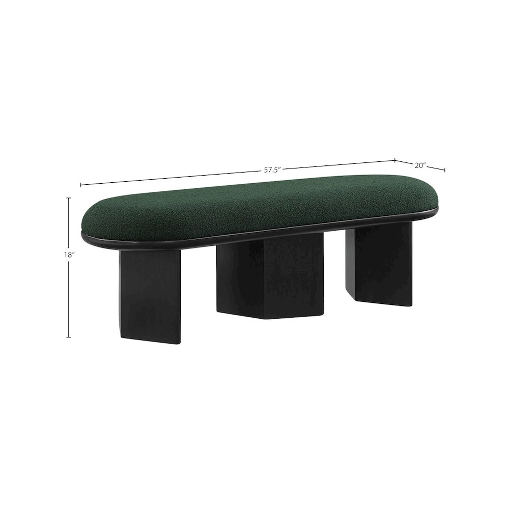 Wilshire Green Boucle Fabric Bench. Picture 7