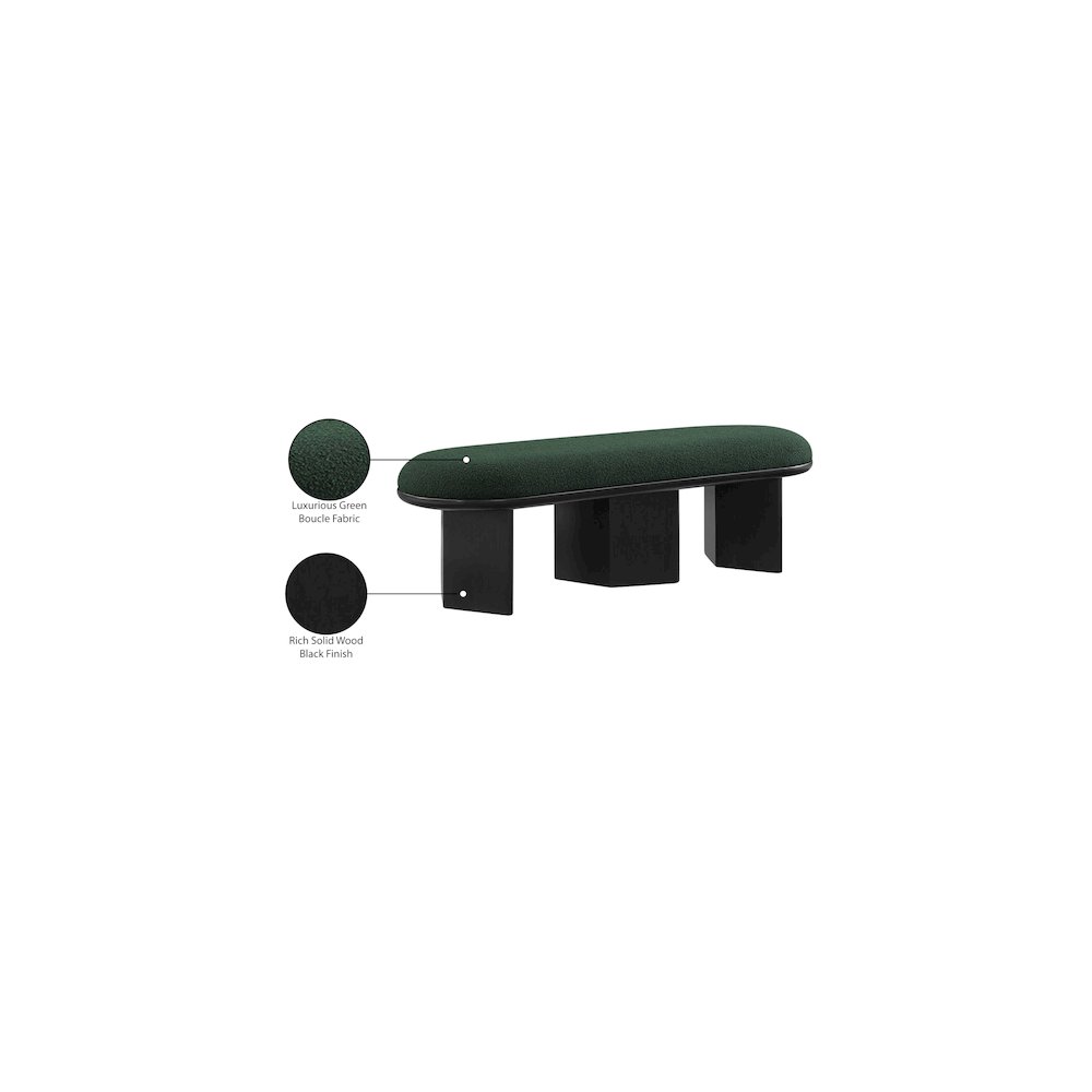 Wilshire Green Boucle Fabric Bench. Picture 8