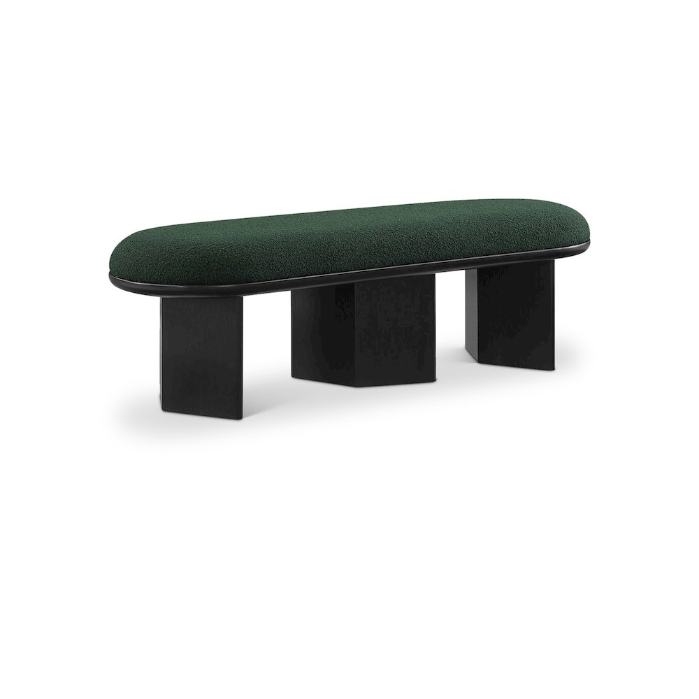 Wilshire Green Boucle Fabric Bench. Picture 1