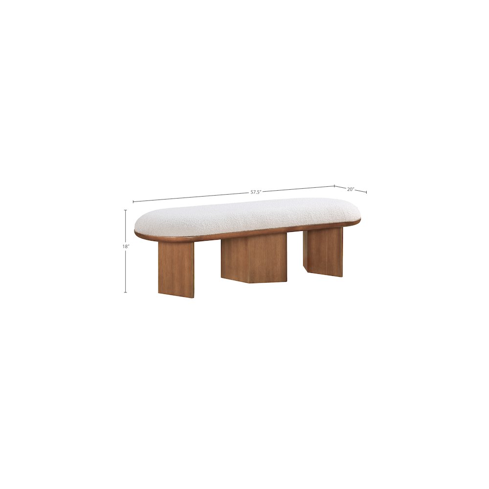 Wilshire Cream Boucle Fabric Bench. Picture 8