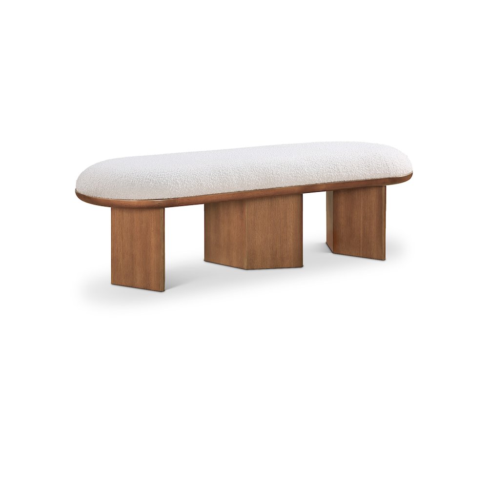 Wilshire Cream Boucle Fabric Bench. Picture 1