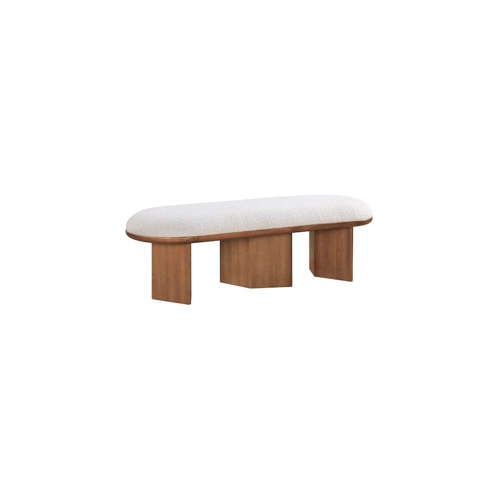 Wilshire Cream Boucle Fabric Bench. Picture 3