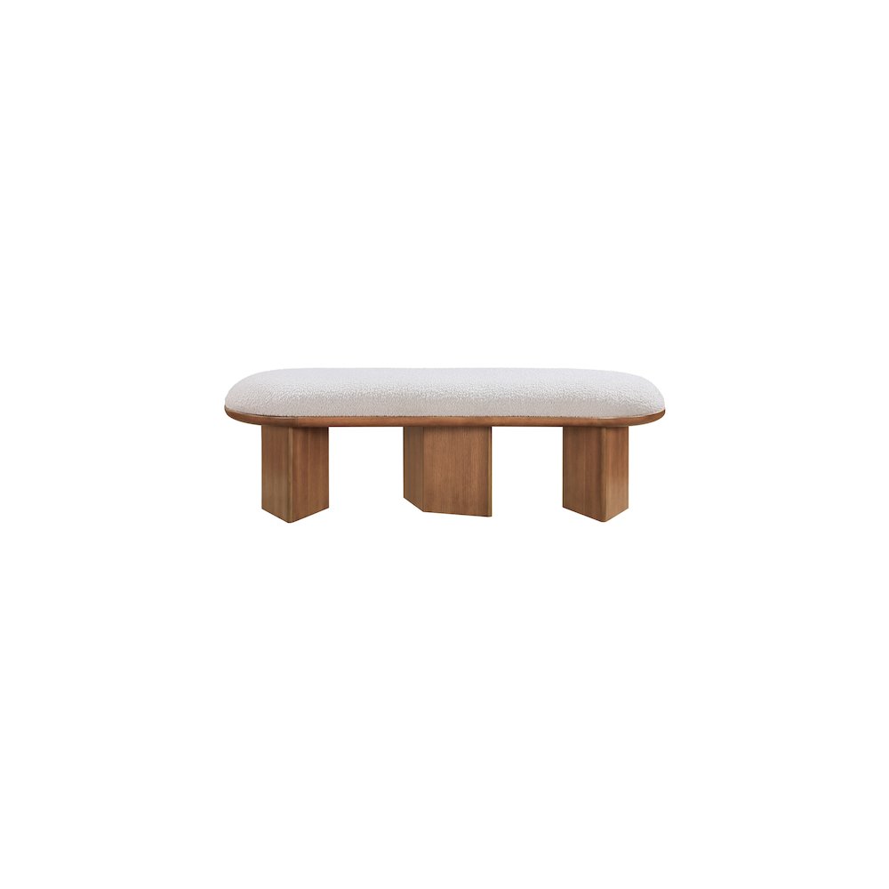 Wilshire Cream Boucle Fabric Bench. Picture 4