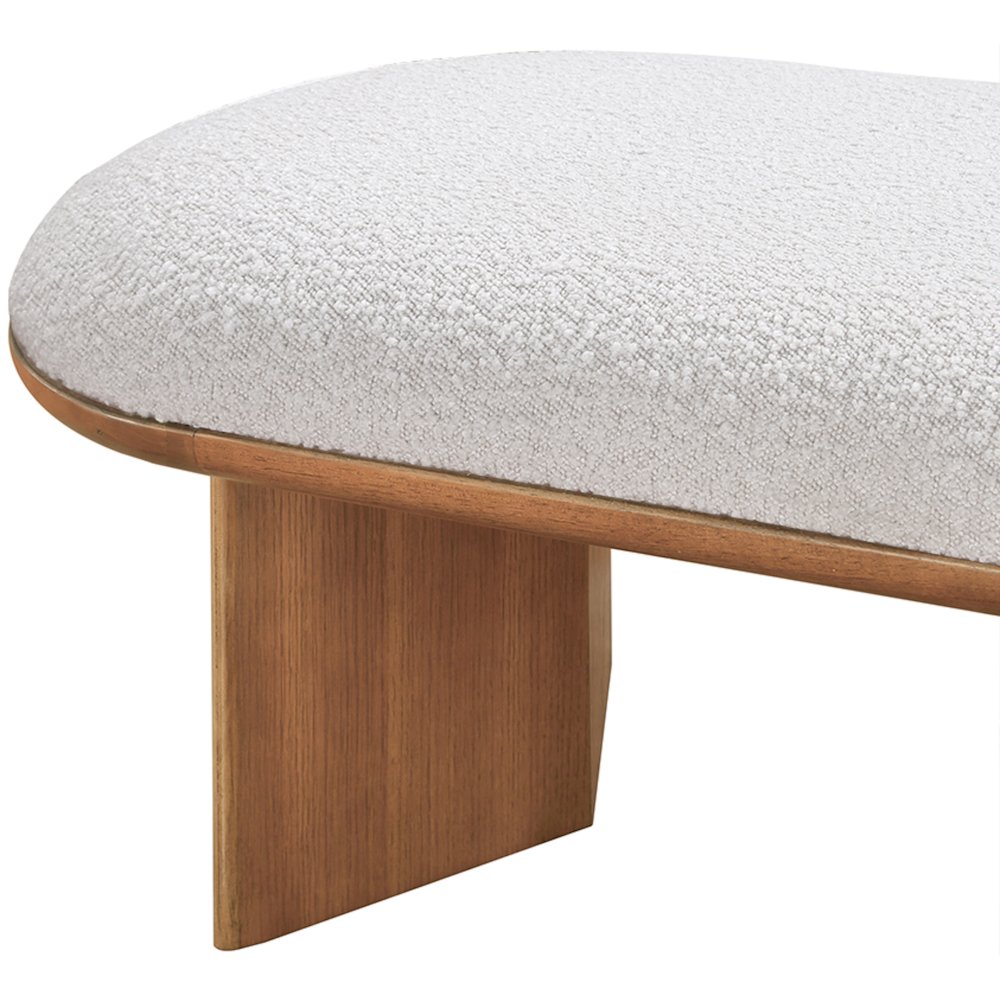 Wilshire Cream Boucle Fabric Bench. Picture 7
