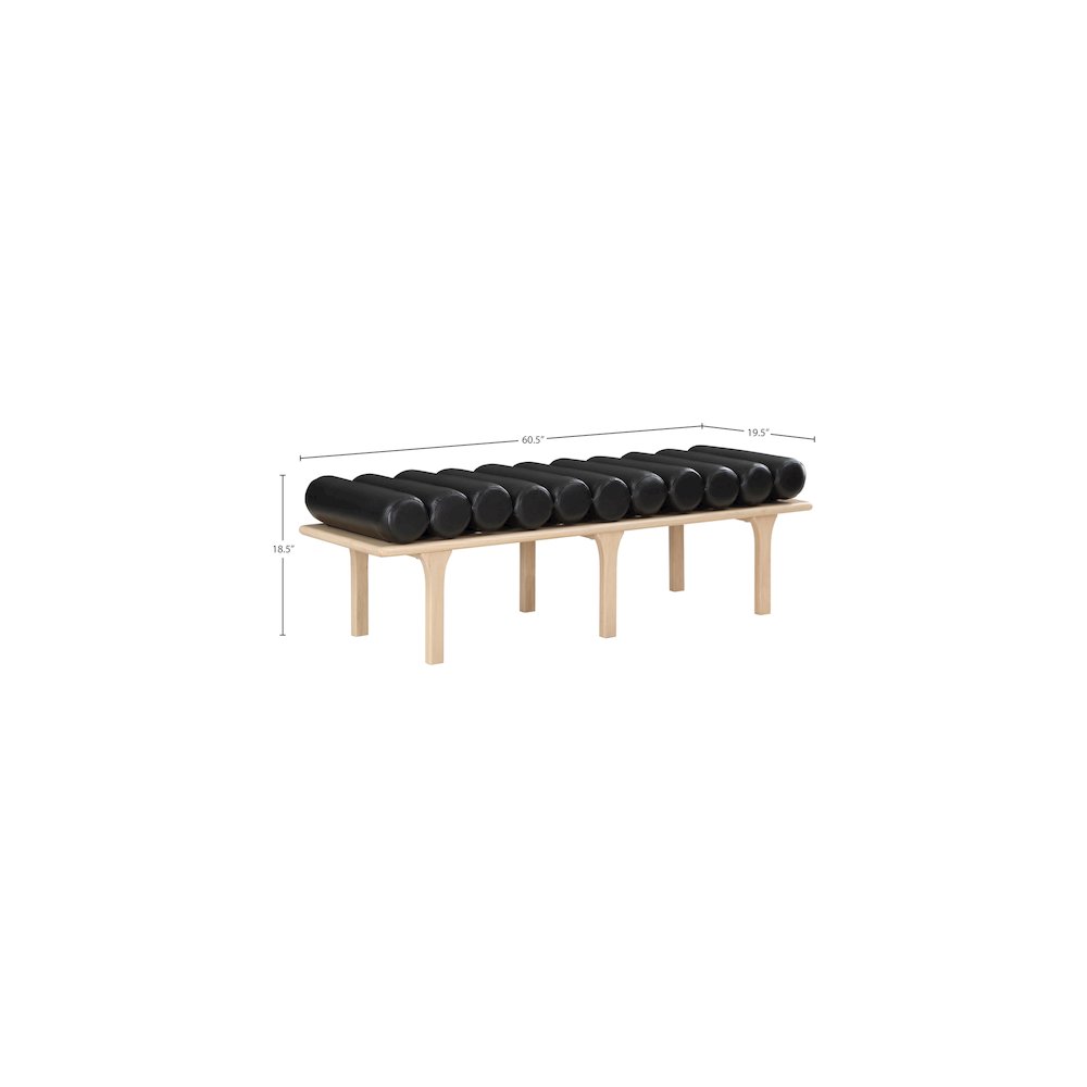 Landon Black Vegan Leather Bench. Picture 8