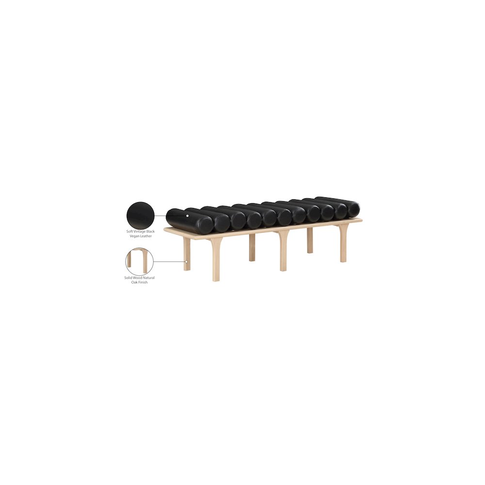 Landon Black Vegan Leather Bench. Picture 9