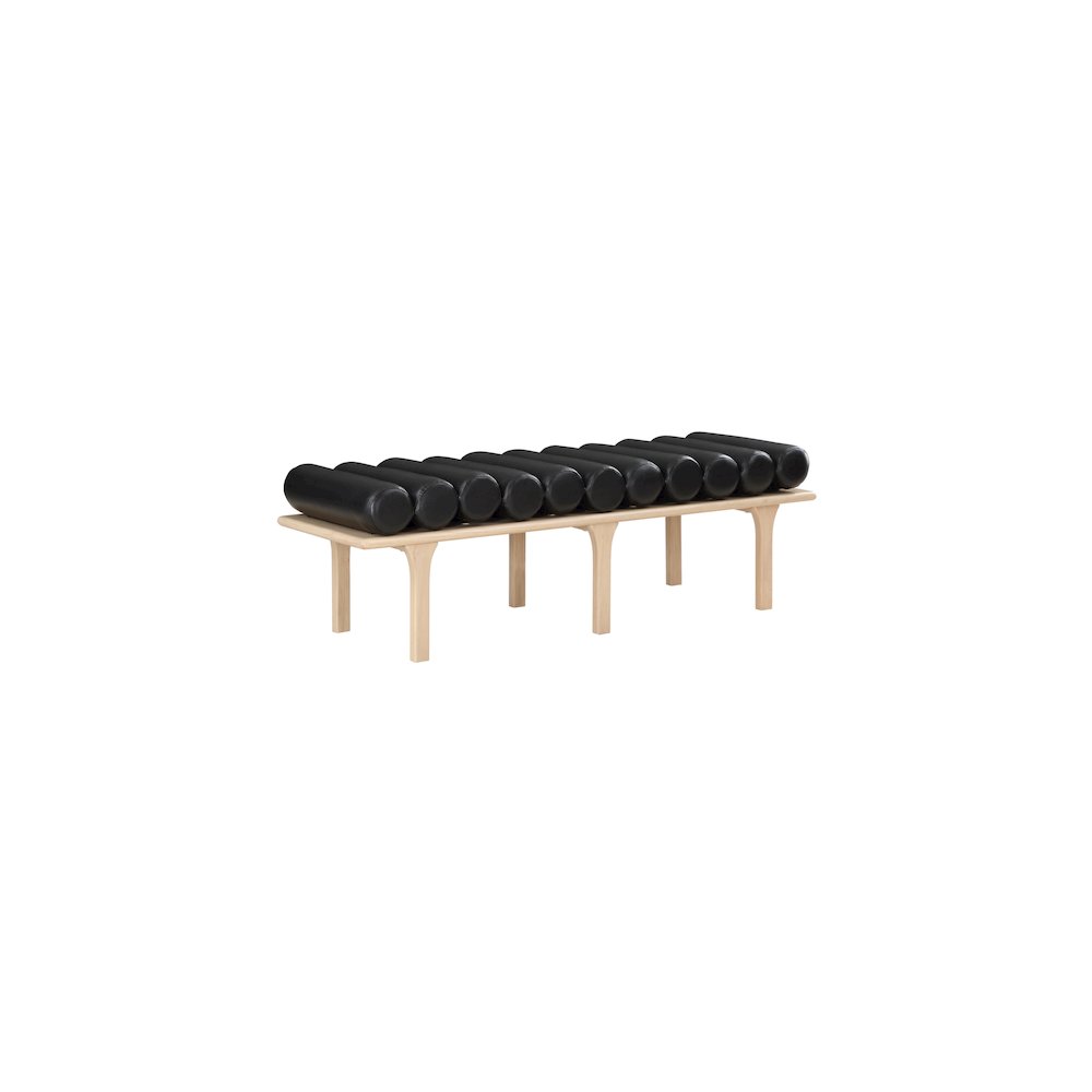 Landon Black Vegan Leather Bench. Picture 3