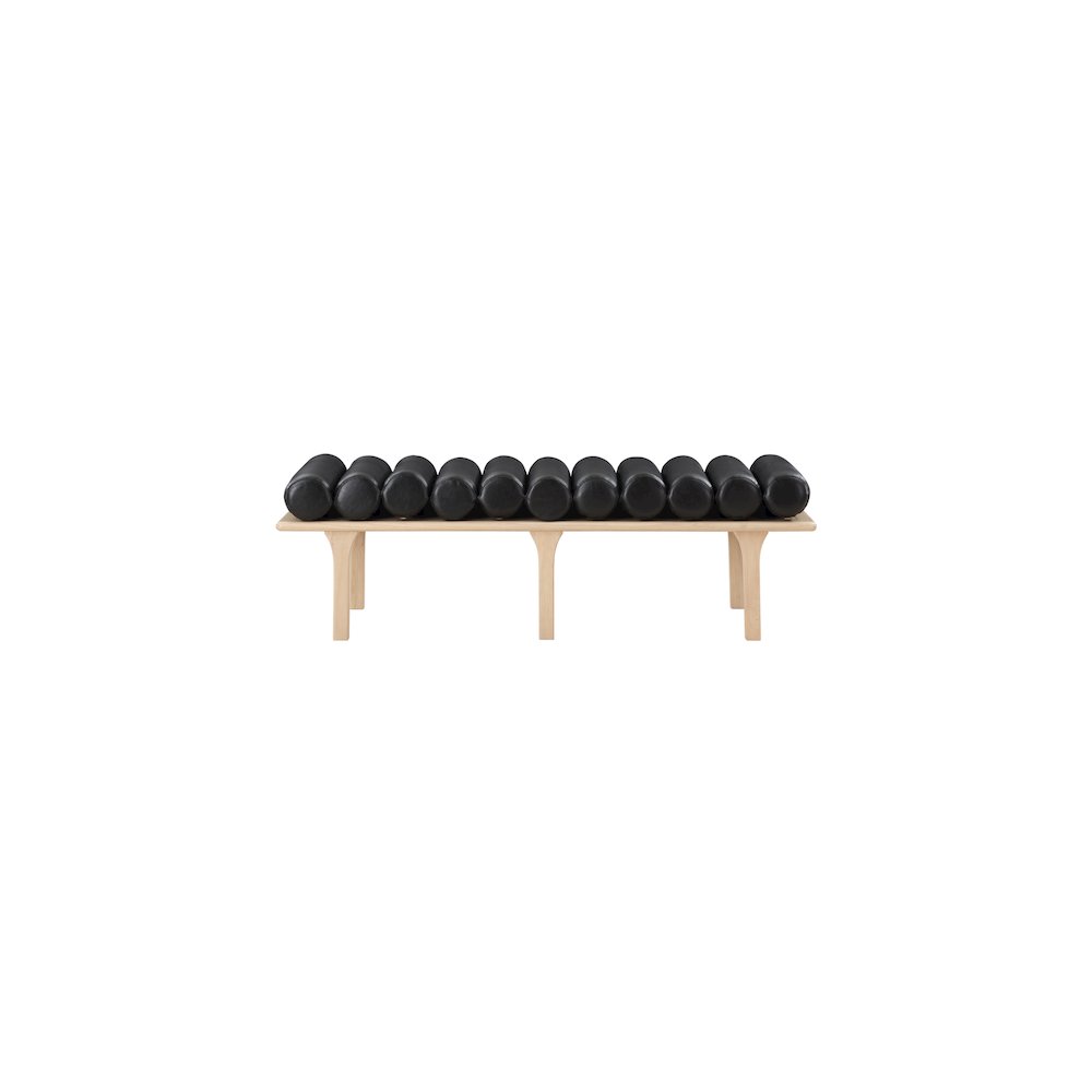 Landon Black Vegan Leather Bench. Picture 4