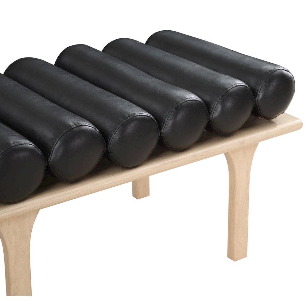 Landon Black Vegan Leather Bench. Picture 6