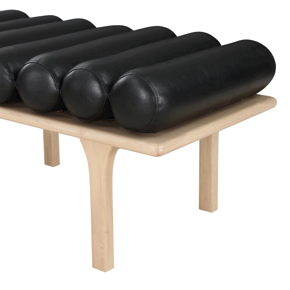 Landon Black Vegan Leather Bench. Picture 7
