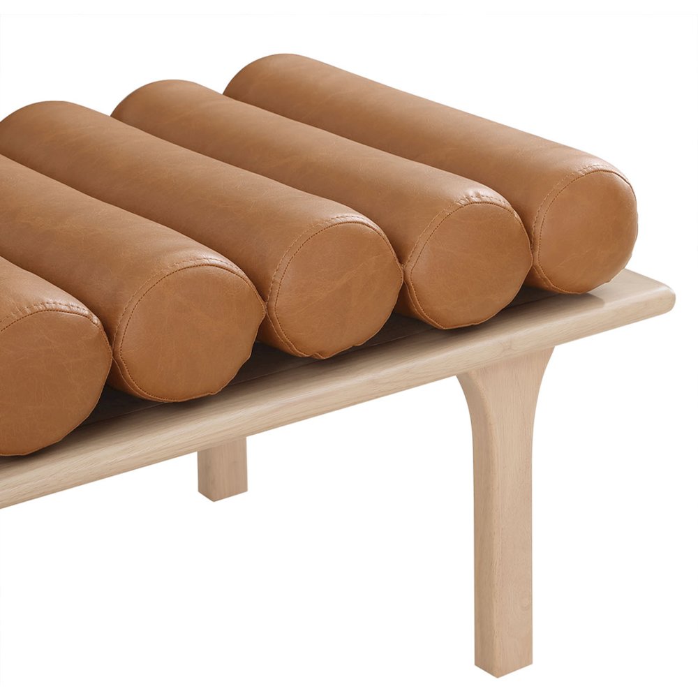 Landon Cognac Vegan Leather Bench. Picture 6