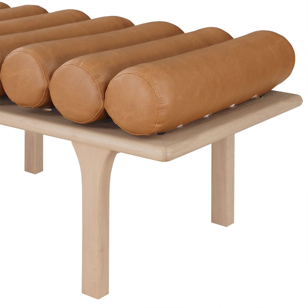 Landon Cognac Vegan Leather Bench. Picture 7