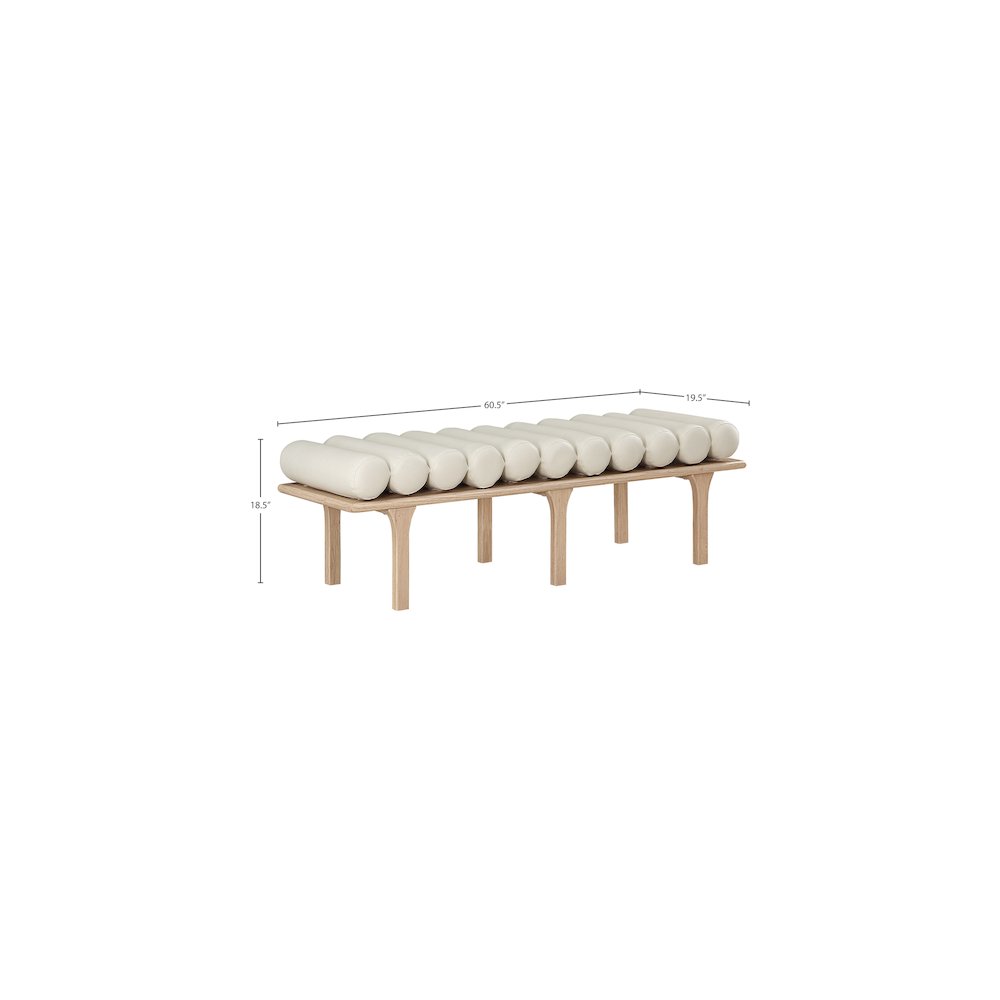 Landon Cream Vegan Leather Bench. Picture 8
