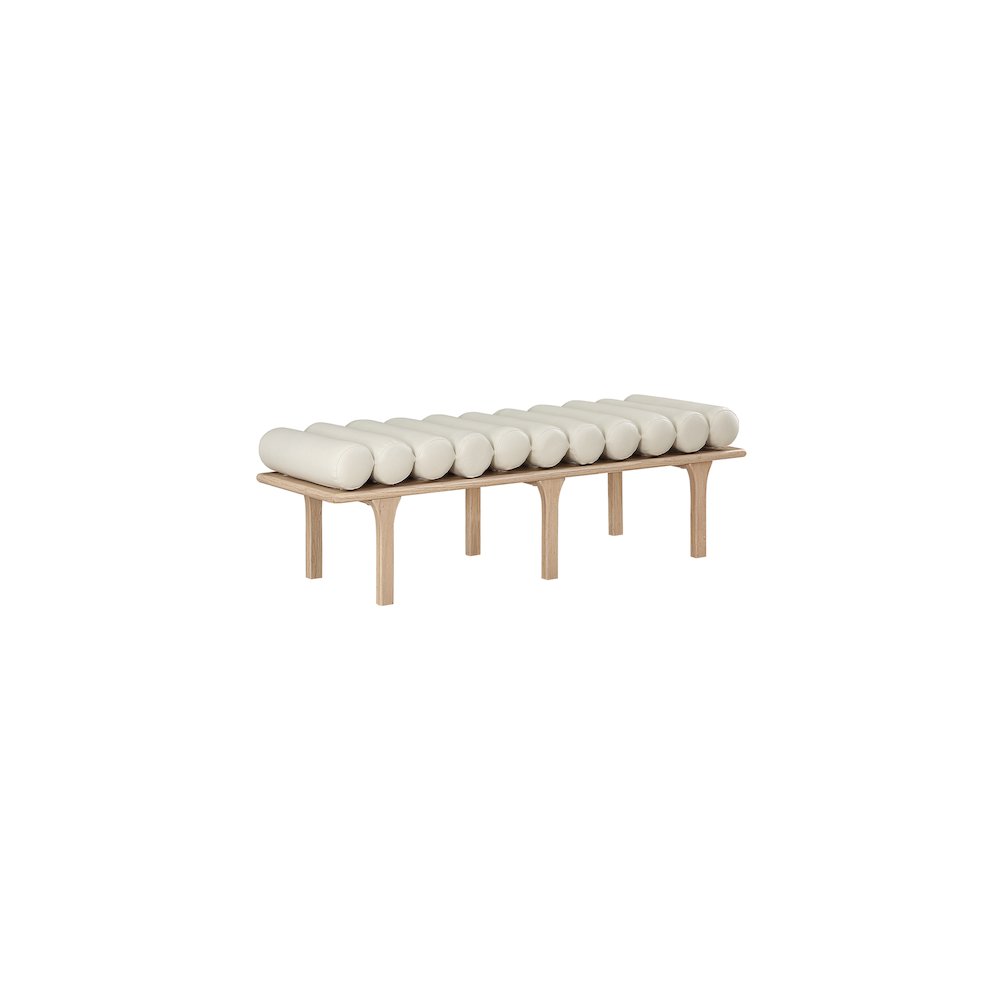 Landon Cream Vegan Leather Bench. Picture 3