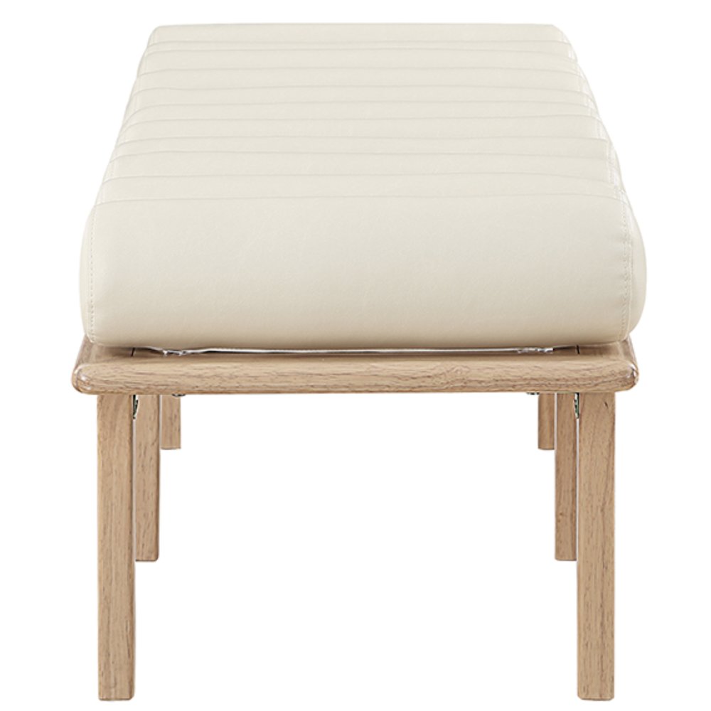 Landon Cream Vegan Leather Bench. Picture 5