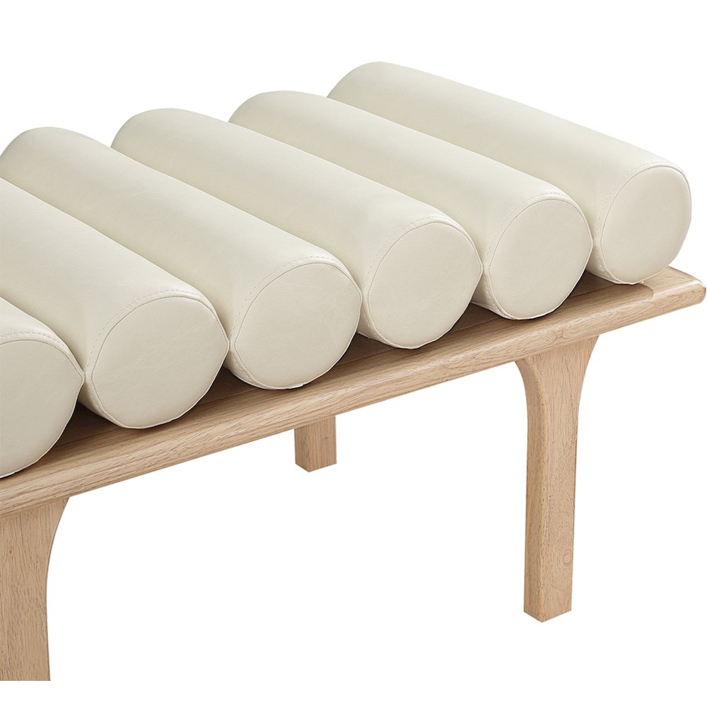 Landon Cream Vegan Leather Bench. Picture 6