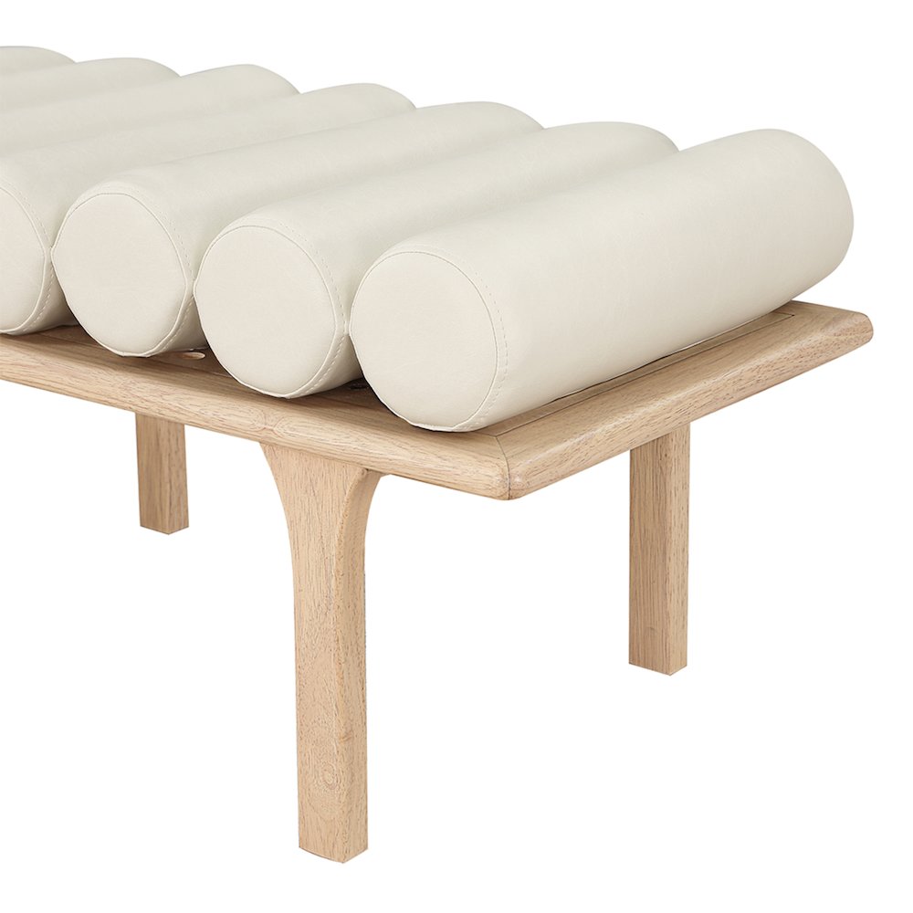 Landon Cream Vegan Leather Bench. Picture 7