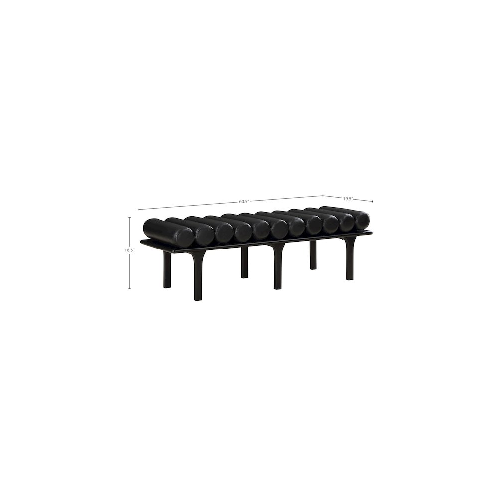 Landon Black Vegan Leather Bench. Picture 8