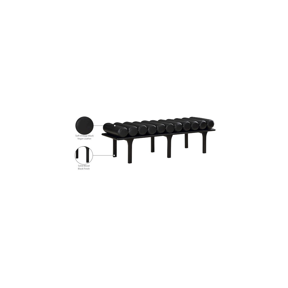 Landon Black Vegan Leather Bench. Picture 9