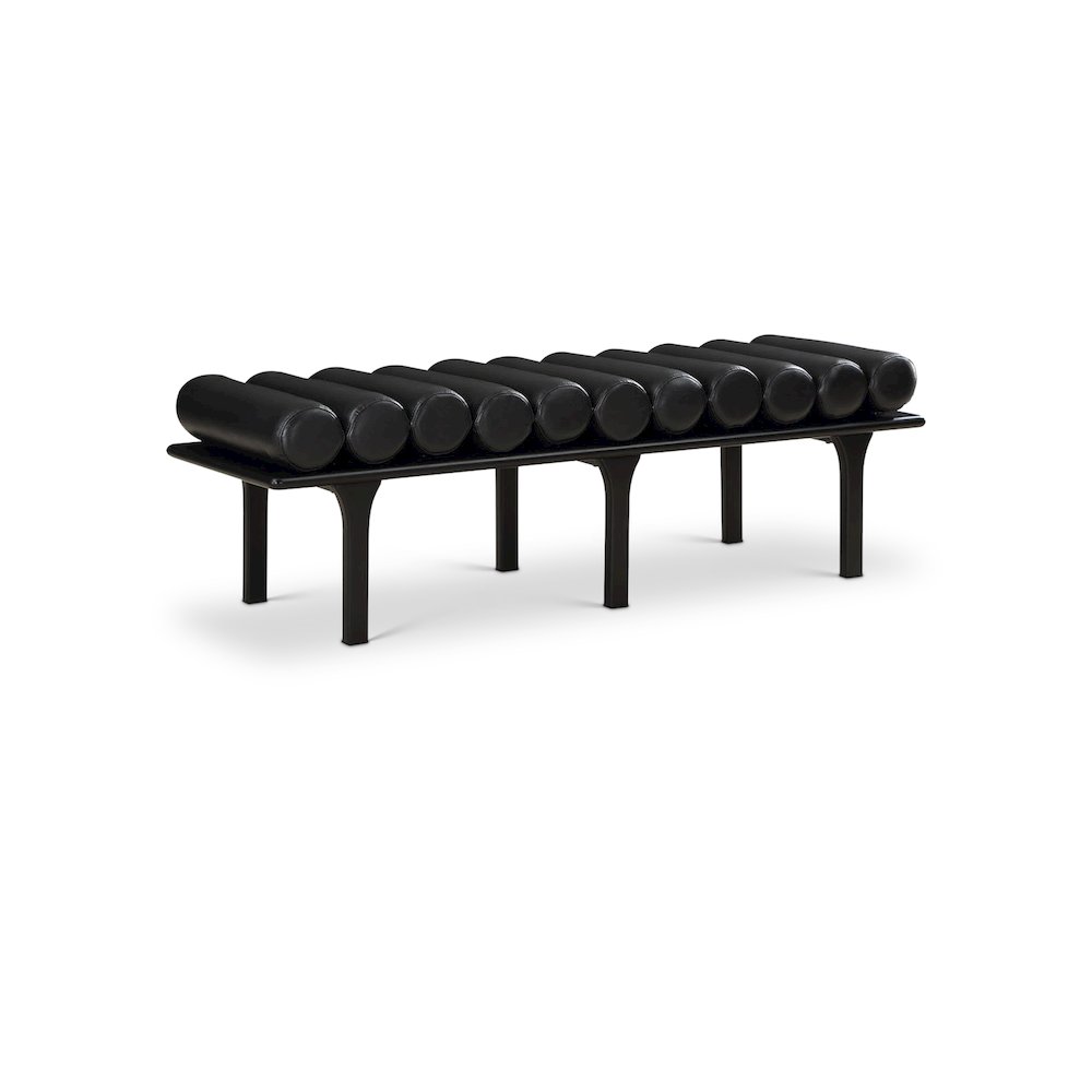 Landon Black Vegan Leather Bench. Picture 1