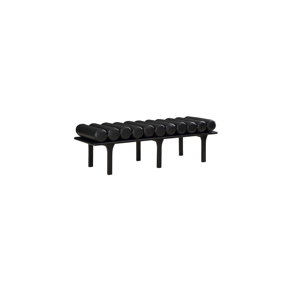 Landon Black Vegan Leather Bench. Picture 3