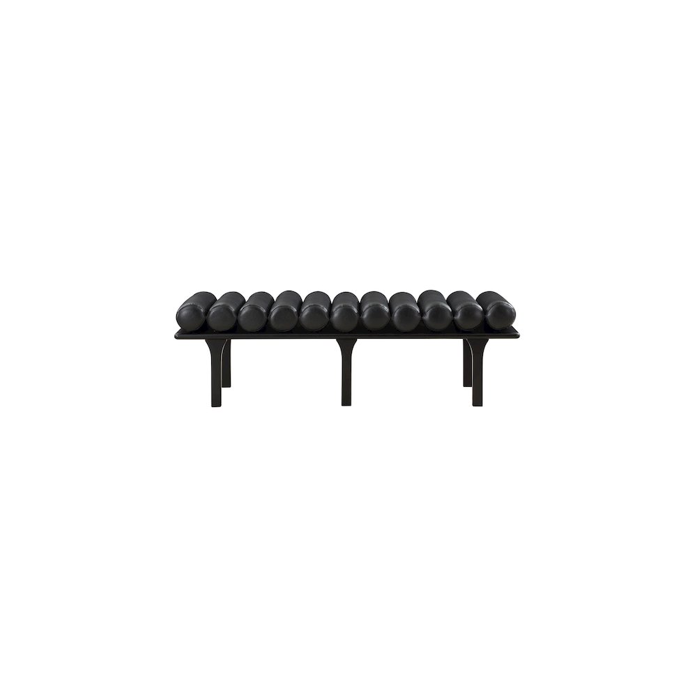 Landon Black Vegan Leather Bench. Picture 4