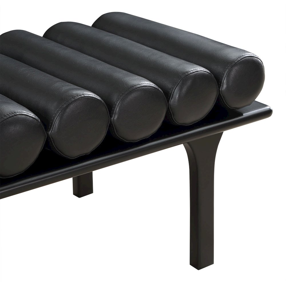 Landon Black Vegan Leather Bench. Picture 6
