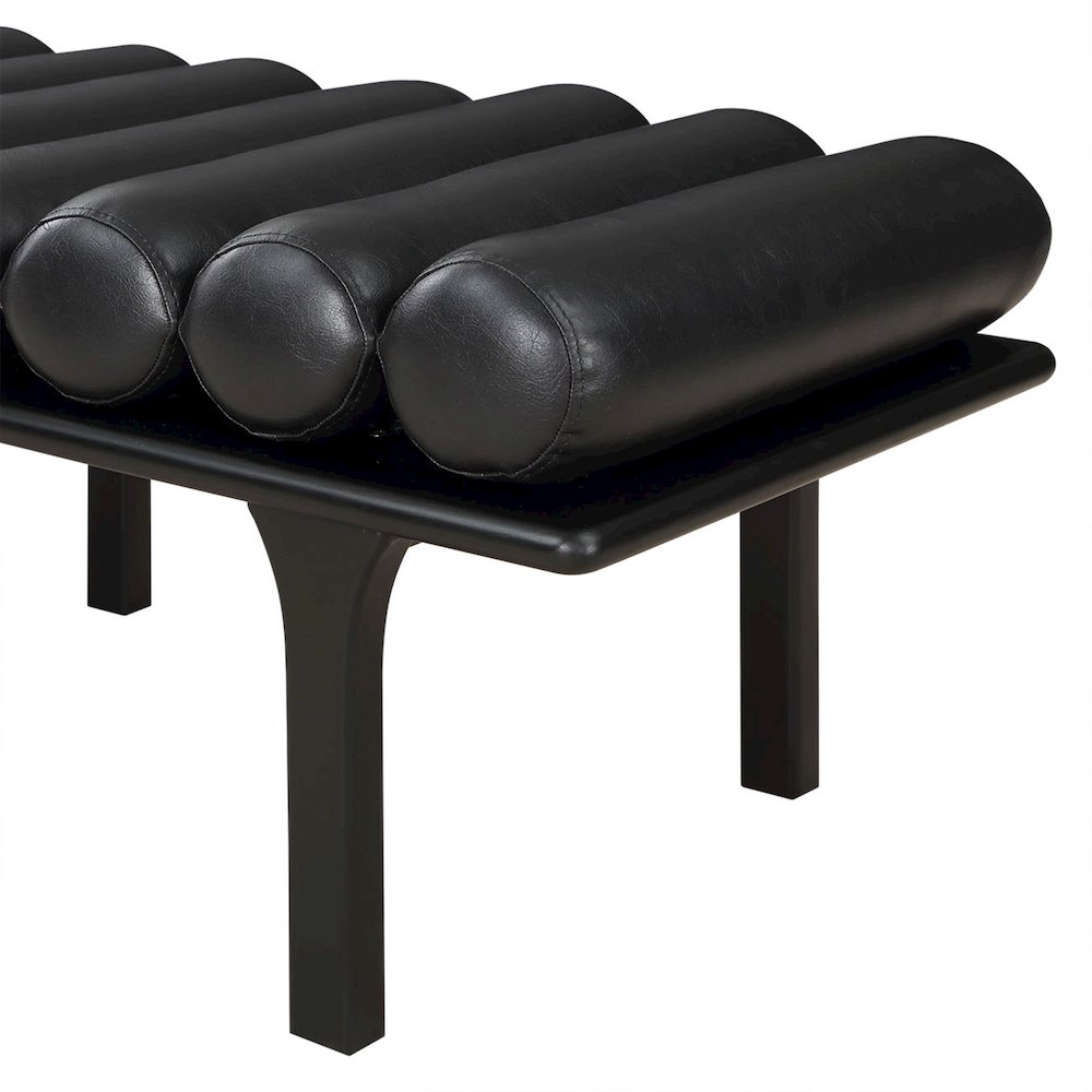 Landon Black Vegan Leather Bench. Picture 7