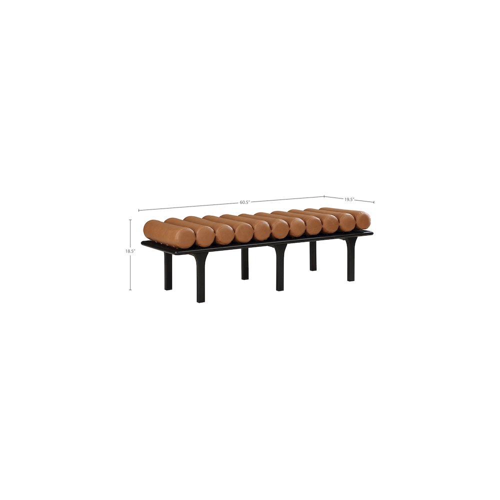 Landon Cognac Vegan Leather Bench. Picture 8